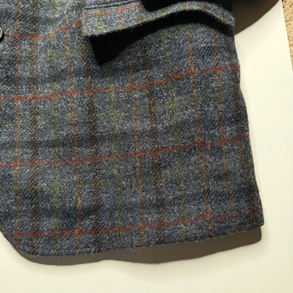 BROOKS BROTHER Regent Sport Coat Blue Plaid Harris Tweed Wool Men's Size 44R